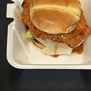 General Tao's chicken burger