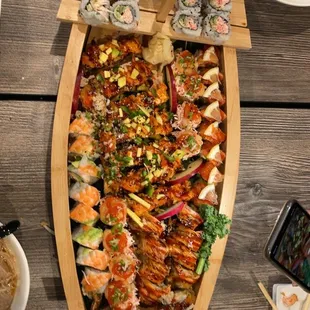 Wide variety of sushi rolls