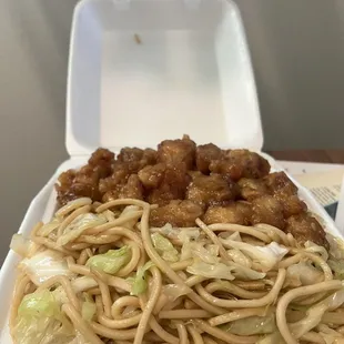 Chowmein &amp; orange chicken