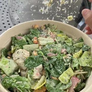 Summer Corn Caesar Salad with cucumbers instead of jalapeños