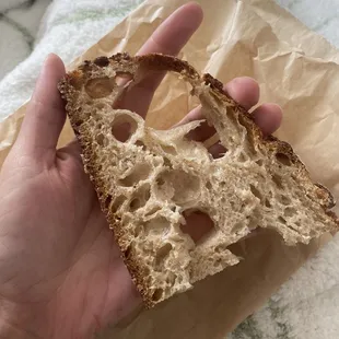 a slice of bread that's mostly holes