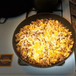 Potatoes and chorizo casserole (made with their pork chorizo)