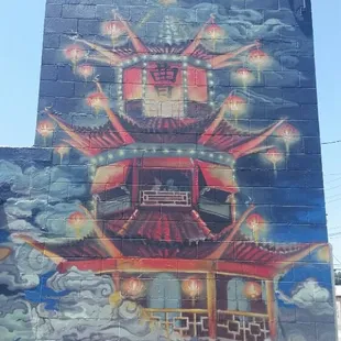 a mural on the side of a building