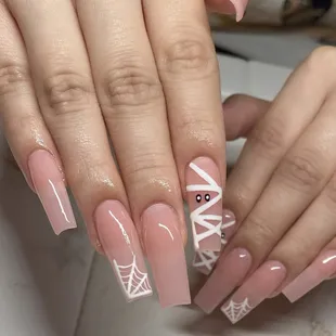 Long nails 
Nail art 
Holiday nail art 
Hand painted