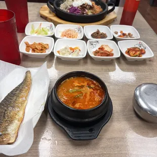 Combo, Sea Food Bibimbap in a Hot Stone Pot