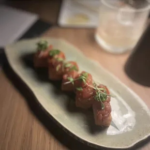 Crispy rice with spicy tuna