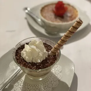 Tiramisu and creme brûlée
