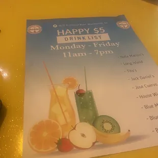 Friday, 14 April 2023 -- Happy Hour drink list at Choukouya Nigerian Restaurant