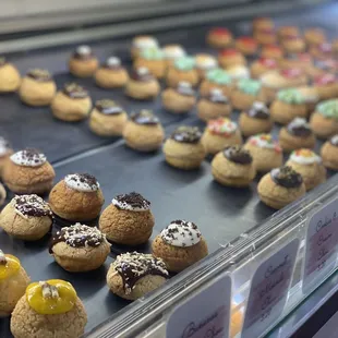 a variety of pastries on display