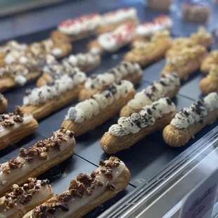 a variety of pastries on display