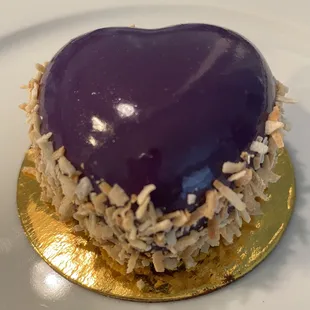 Exotique Entremet (Coconut mousse with passionfruit filling on top of coconut sponge cake)--ALMOST too pretty to eat
