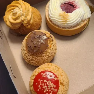 Raspberry tart, tiramisu dessert, cream brulee dessert, mango dessert,