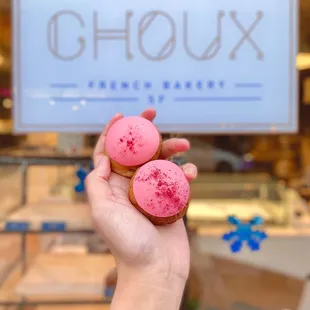 raspberry choux/cream puffs (01/2023)