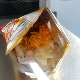 frito pie, walking taco - the menuboard calls it chili in a bag, and it is pretty darned good