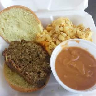 Meatloaf sandwich with mac n cheese special - gravy optional - Wednesday only