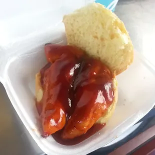 Thursday special: bbq glazed chicken tenders sandwich.