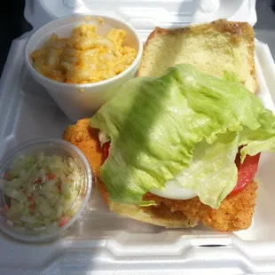 Friday special - fish sandwich w/mac-n-cheese and slaw.  one of the best fish sandwiches I have had in a long time.