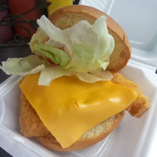 Fried Cod Sandwich (added a slice of american for 50 cents)
