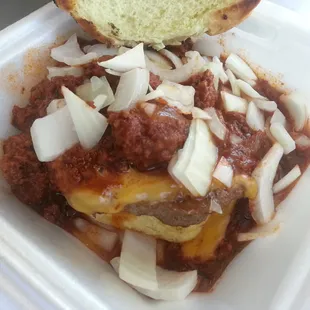 Chili Cheeseburger (onions optional)