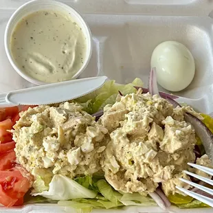 Lunch and working at home with a delicious Chicken Salad Plate. #ChowDownAlley. #Supportlocal