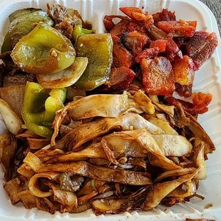 2 item plate w/ chow fun, bbq pork, and pepper beef