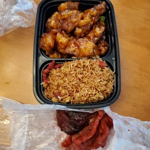 1 appetizer combo: with general gau&apos;s chicken, pork fried rice and spare ribs