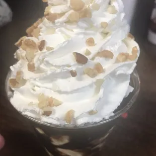 Chocolate syrup sundae. Delicious and cheap!