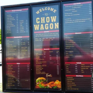 a menu on the side of a truck