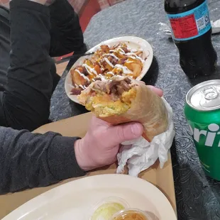 Asada Fries Burrito and Birria Fries