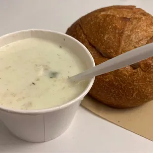 Bread Bowl Clam Chowder ($11)