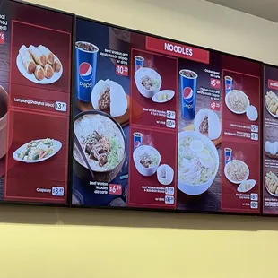 Noodles menu