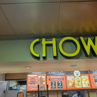 the sign above the counter