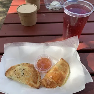 Pasties, cider, and ice cream