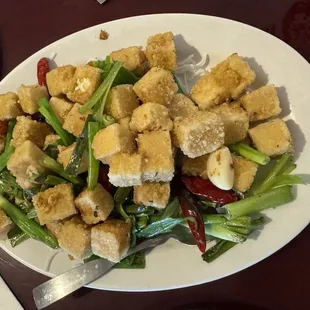 Salt and pepper fried tofu