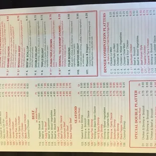 menu