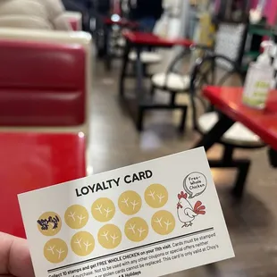There&apos;s punchcards. Collect 10 stamps and get a FREE whole chicken on your 11th visit