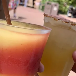 Fiesta Margarita (frozen) and Top Shelf Clásica Margarita (Rocks)