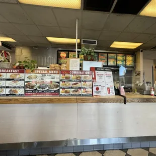 Front counter and menu