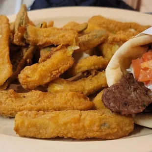 Gyro plate with fried zucchini