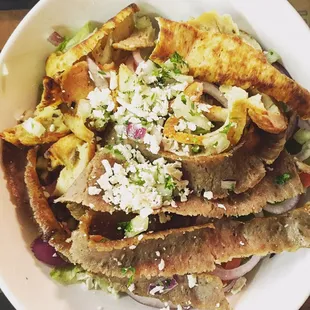 Chicken and gyro mix Greek salad!