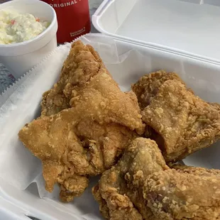 3-piece meal with four pieces and slaw