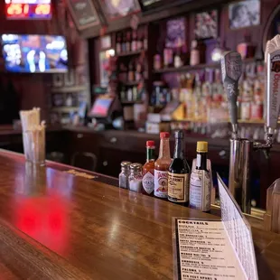 he bar counter and menu