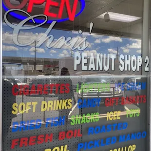 a sign in the window