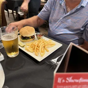 One of three very overcooked $19.00 burgers