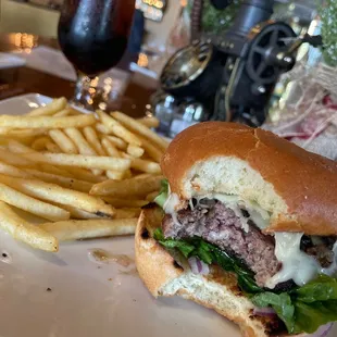 Mushroom &amp; Swiss burger cooked to perfection  Thank you Chris's Place