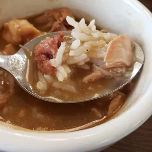 bowl of soup with a spoon in it