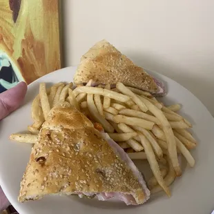 Got a  muffalatta to go. Added some fries. Good stuff.