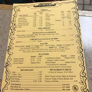 menu