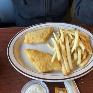 Fish and chips clean grease but small filets
