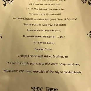 menu